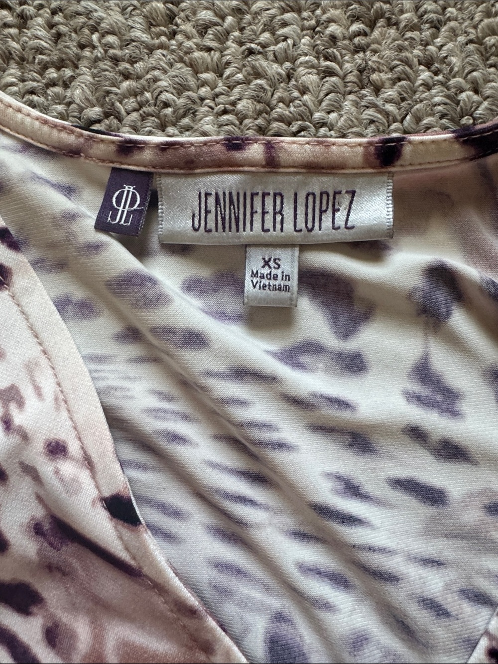 Jennifer Lopez Long Sleeve Wrap Dress in Blush and Black Animal Print - Picture 3 of 5